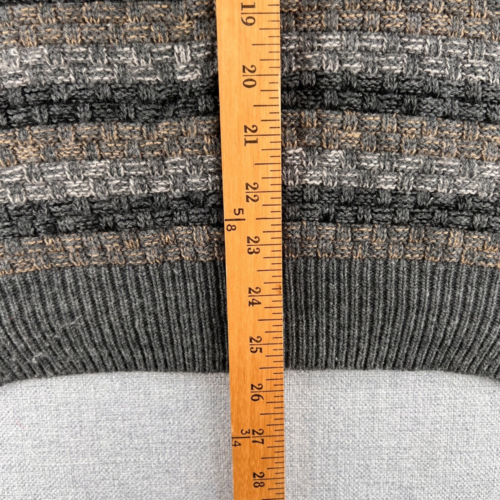 VTG 90s Munsingwear Striped Knit Sweater Men Large Gray Brown Grandpa Cozy Retro - Picture 7 of 9